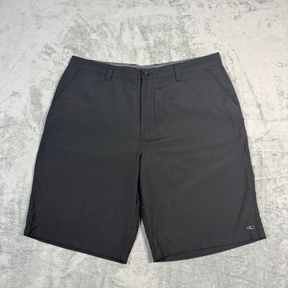 O'Neill Mens 38 Hybrid Walk Shorts Charcoal Gray Pinstripe Lightweight Casual